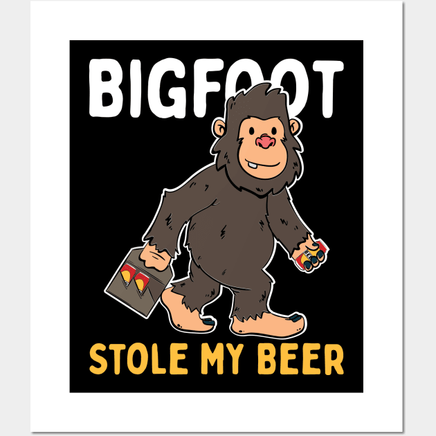 Bigfoot Stole My Beer Wall Art by maxcode